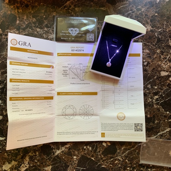 Moissanite Halo Pendant Necklace 1 ct - Picture 3 of 5